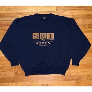 Vintage Crable Sportswear “Ski Aspen Colorado”Embroidered Navy Crewneck Size XL